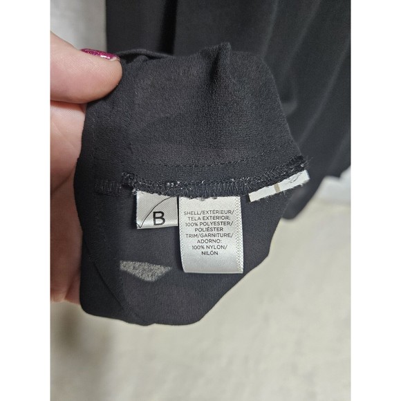 Loft Womens Black Chiffon Blouse With Lace‎ Inset, Long Sleeve Size XL - Picture 6 of 9